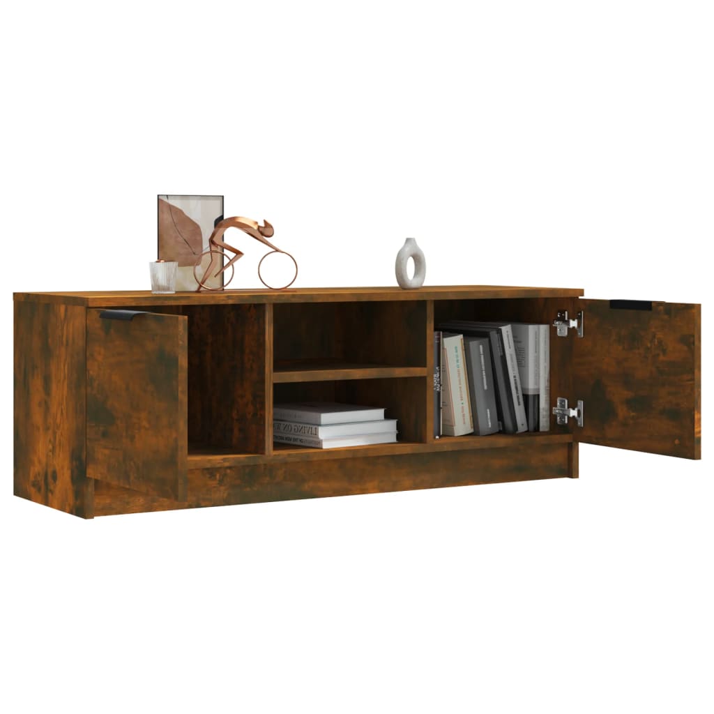 Tv-meubel 102x35x36,5 cm bewerkt hout gerookt eikenkleurig is nu te koop bij PeponiXL, paradijselijk wonen!