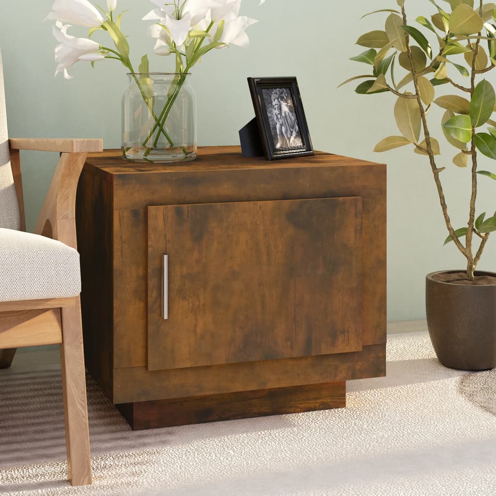 Salontafel 51x50x45 cm bewerkt hout gerookt eikenkleurig is nu te koop bij PeponiXL, paradijselijk wonen!