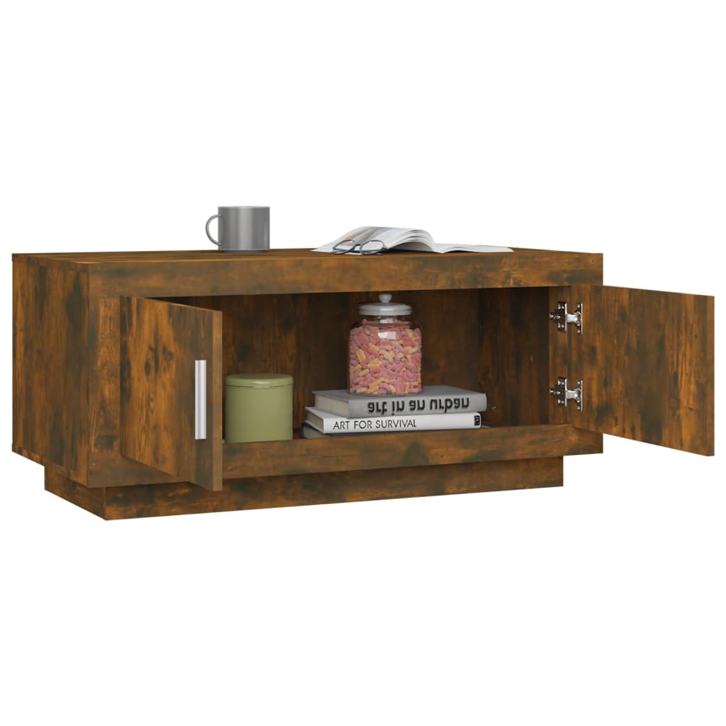 Salontafel 102x50x45 cm bewerkt hout gerookt eikenkleurig is nu te koop bij PeponiXL, paradijselijk wonen!