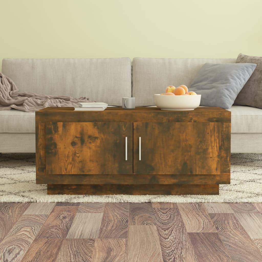 Salontafel 102x50x45 cm bewerkt hout gerookt eikenkleurig is nu te koop bij PeponiXL, paradijselijk wonen!