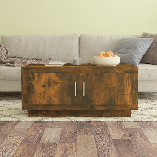 Salontafel 102x50x45 cm bewerkt hout gerookt eikenkleurig is nu te koop bij PeponiXL, paradijselijk wonen!