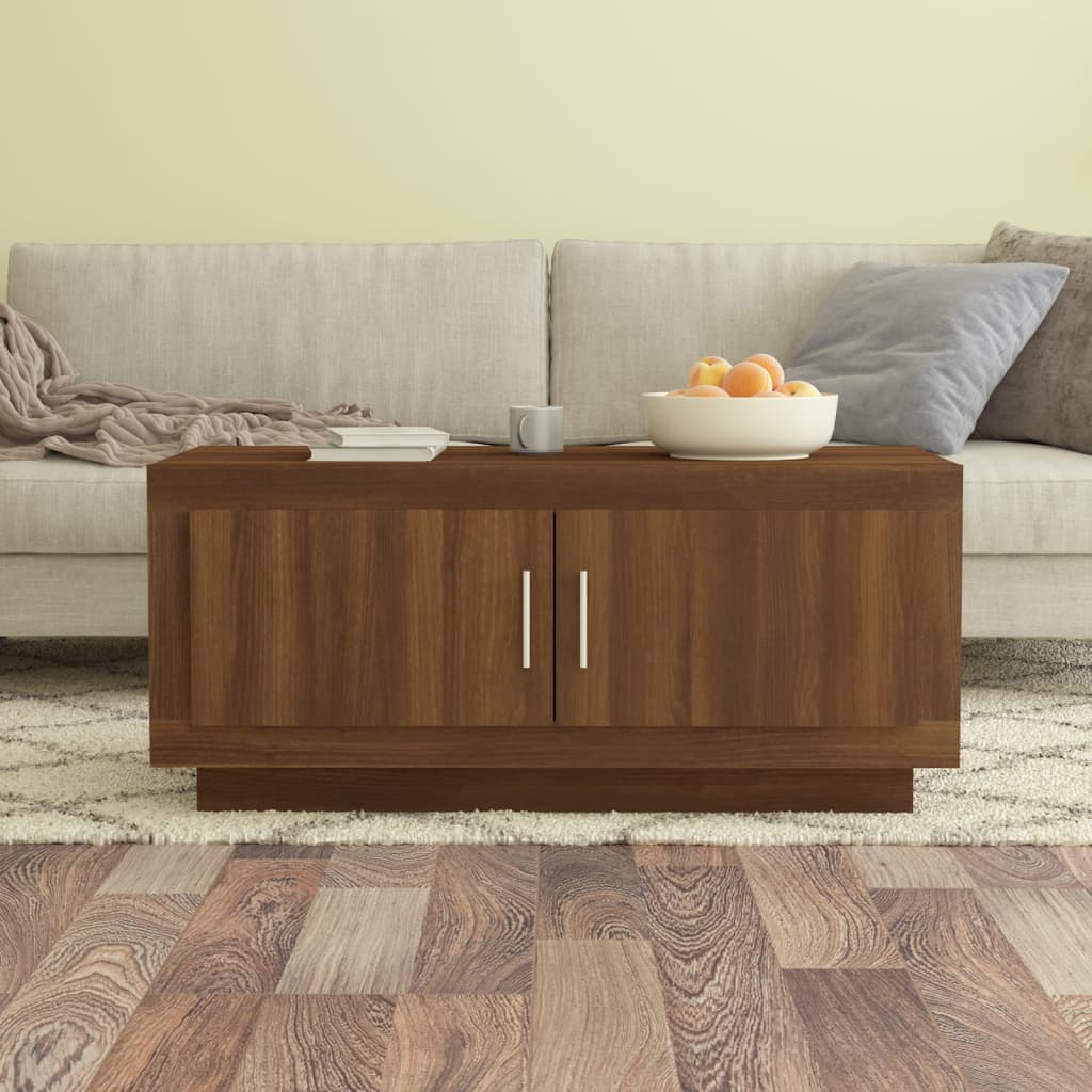 Salontafel 102x50x45 cm bewerkt hout bruin eikenkleur is nu te koop bij PeponiXL, paradijselijk wonen!