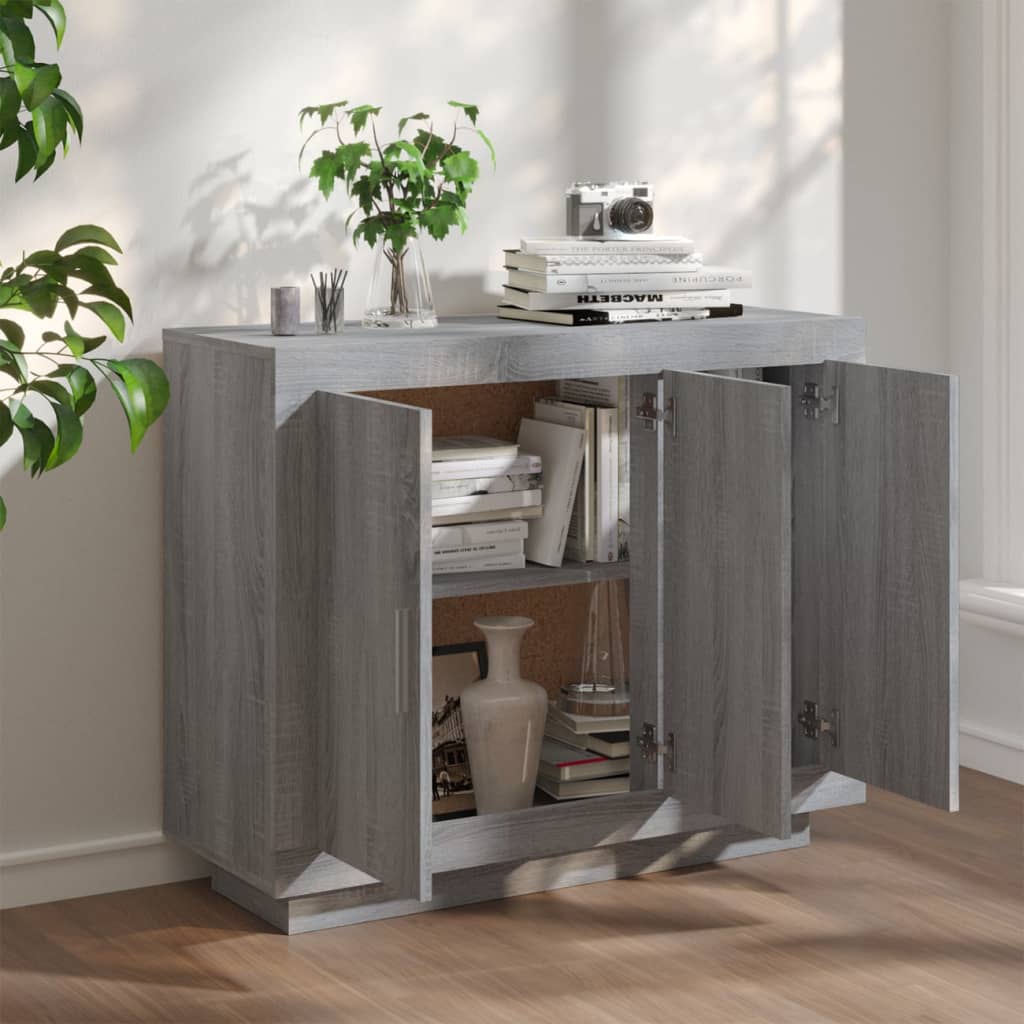 Dressoir 92x35x75 cm bewerkt hout grijs sonoma eikenkleurig is nu te koop bij PeponiXL, paradijselijk wonen!