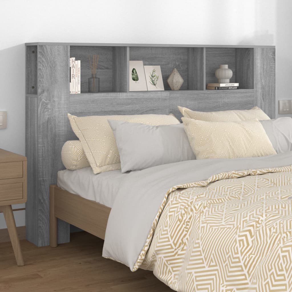 Hoofdbordkast 160x18,5x104,5 cm grijs sonoma eikenkleurig is nu te koop bij PeponiXL, paradijselijk wonen!