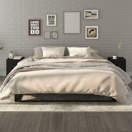 Nachtkastjes 2 st bewerkt hout zwart is nu te koop bij PeponiXL, paradijselijk wonen!