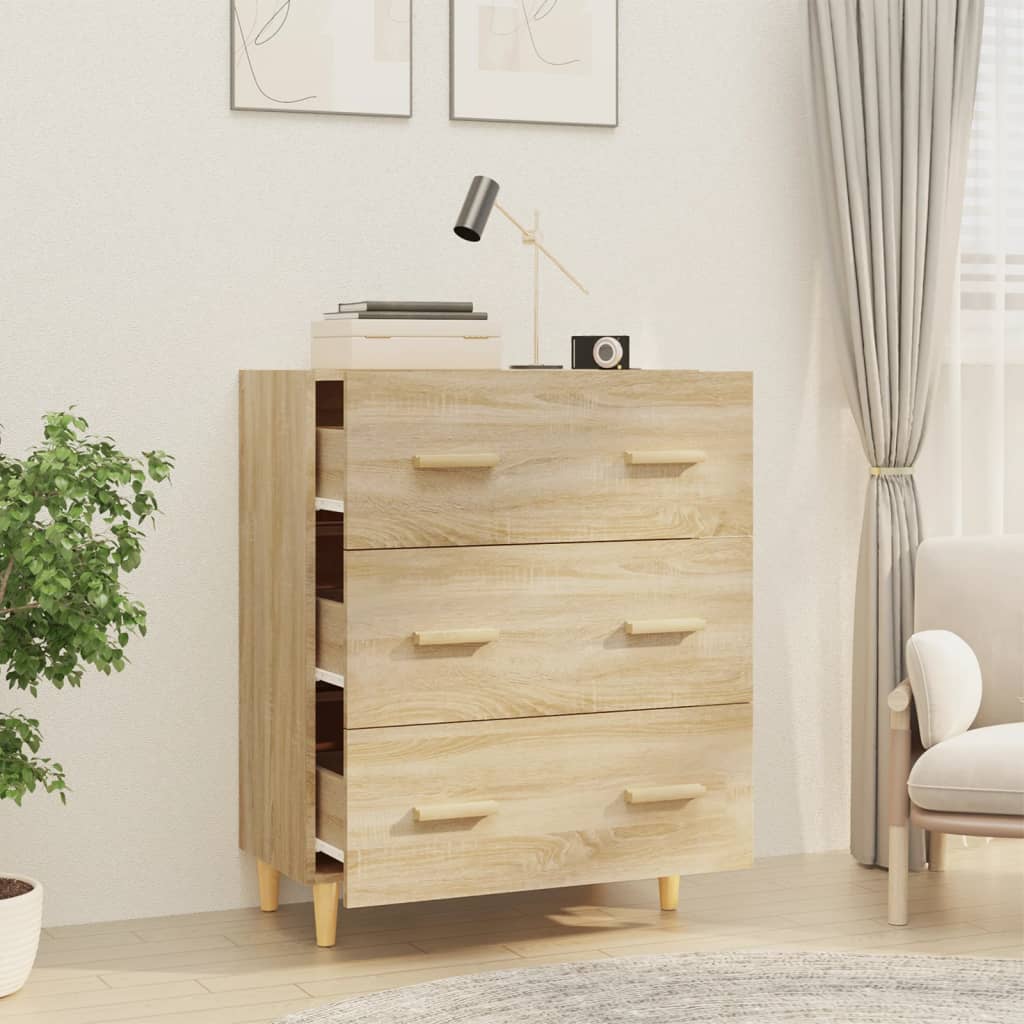 Dressoir 70x34x90 cm bewerkt hout sonoma eikenkleurig is nu te koop bij PeponiXL, paradijselijk wonen!