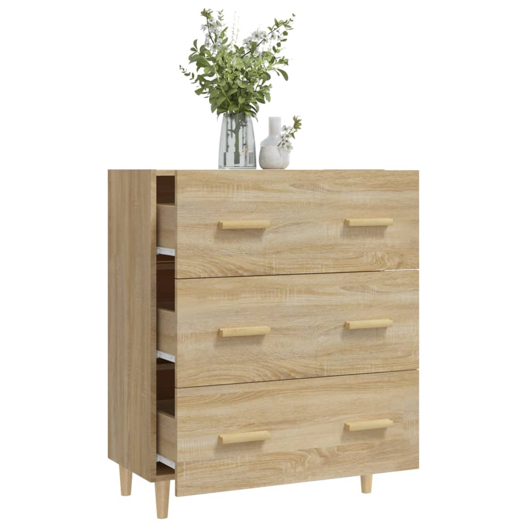 Dressoir 70x34x90 cm bewerkt hout sonoma eikenkleurig is nu te koop bij PeponiXL, paradijselijk wonen!