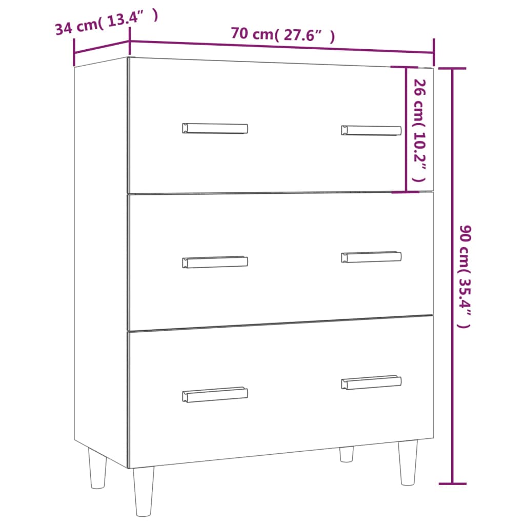 Dressoir 70x34x90 cm bewerkt hout betongrijs is nu te koop bij PeponiXL, paradijselijk wonen!