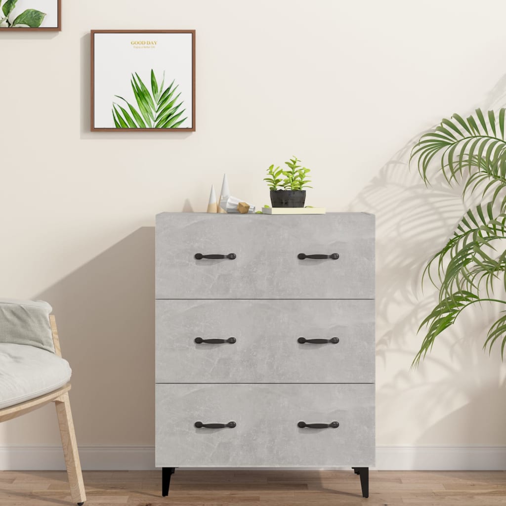 Dressoir 69,5x34x90 cm bewerkt hout betongrijs is nu te koop bij PeponiXL, paradijselijk wonen!