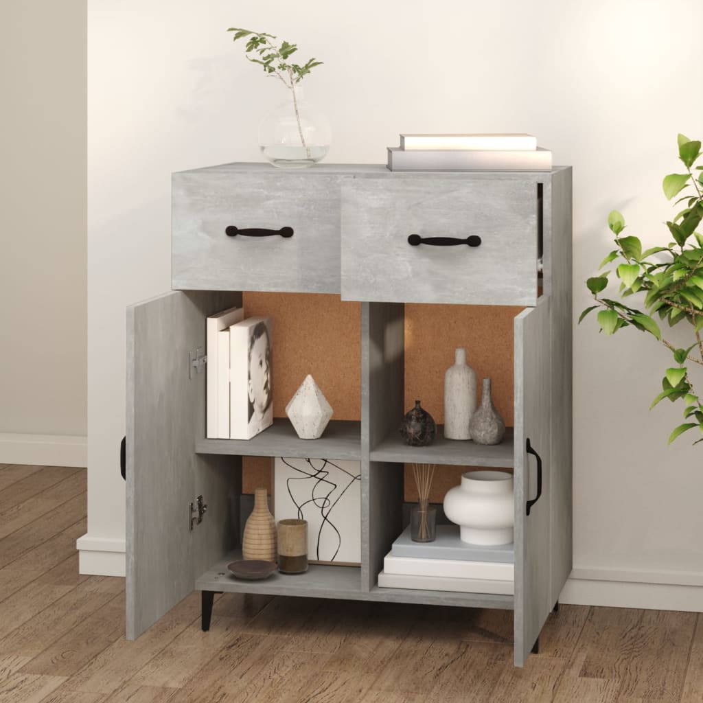 Dressoir 69,5x34x90 cm bewerkt hout betongrijs is nu te koop bij PeponiXL, paradijselijk wonen!