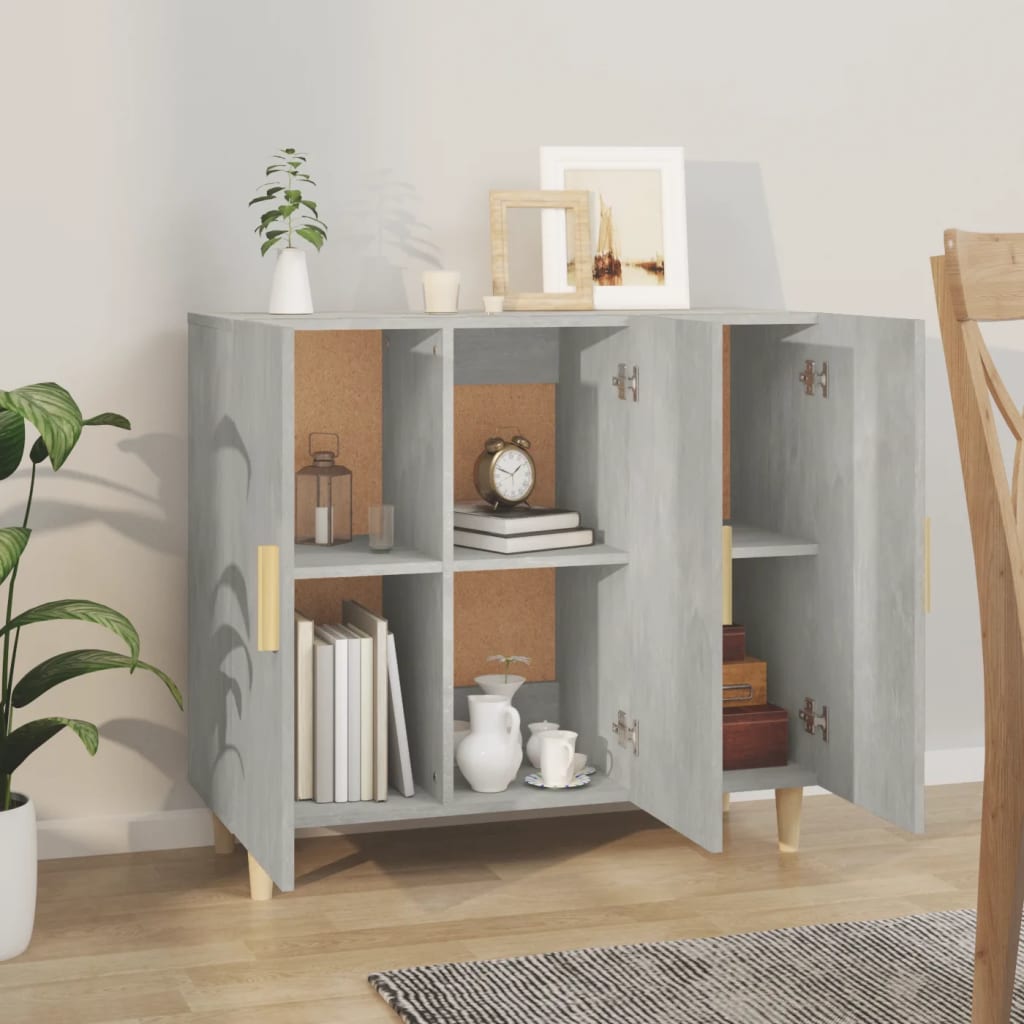 Dressoir 90x34x80 cm bewerkt hout betongrijs is nu te koop bij PeponiXL, paradijselijk wonen!