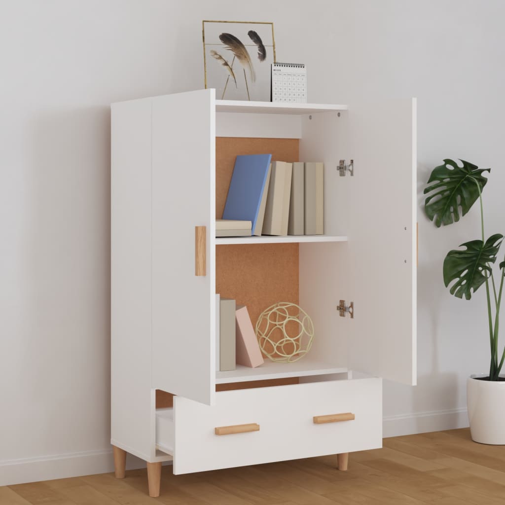 Hoge kast 70x31x115 cm bewerkt hout wit is nu te koop bij PeponiXL, paradijselijk wonen!