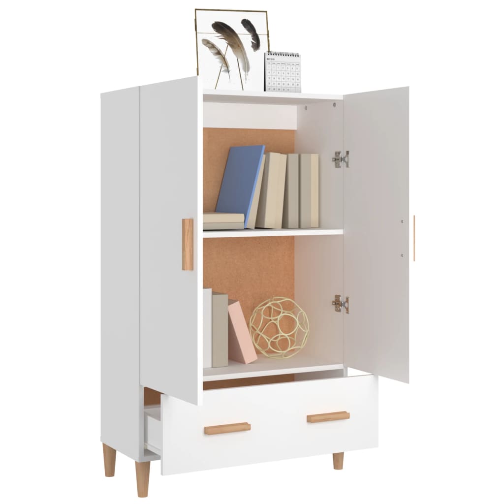 Hoge kast 70x31x115 cm bewerkt hout wit is nu te koop bij PeponiXL, paradijselijk wonen!