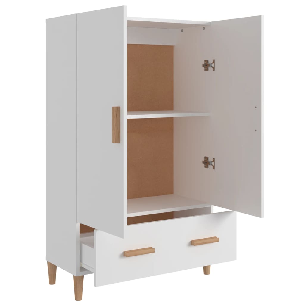 Hoge kast 70x31x115 cm bewerkt hout wit is nu te koop bij PeponiXL, paradijselijk wonen!