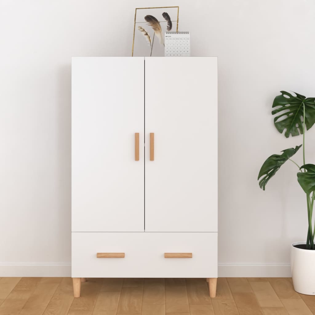 Hoge kast 70x31x115 cm bewerkt hout wit is nu te koop bij PeponiXL, paradijselijk wonen!