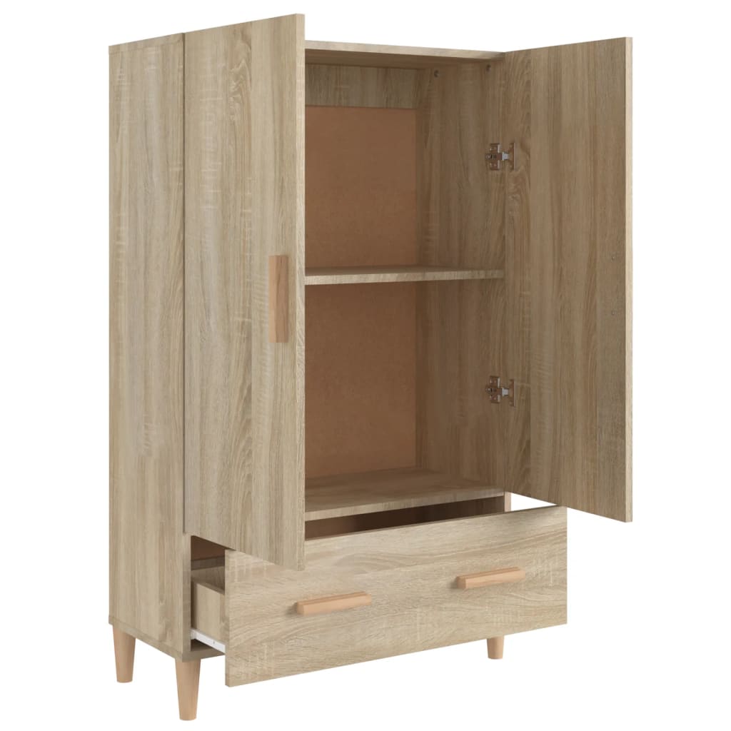 Hoge kast 70x31x115 cm bewerkt hout sonoma eikenkleurig is nu te koop bij PeponiXL, paradijselijk wonen!