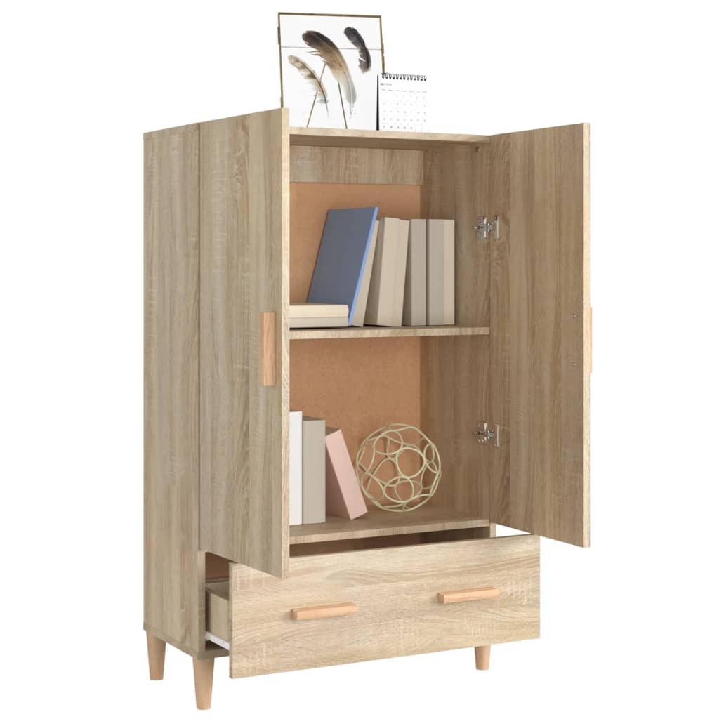 Hoge kast 70x31x115 cm bewerkt hout sonoma eikenkleurig is nu te koop bij PeponiXL, paradijselijk wonen!