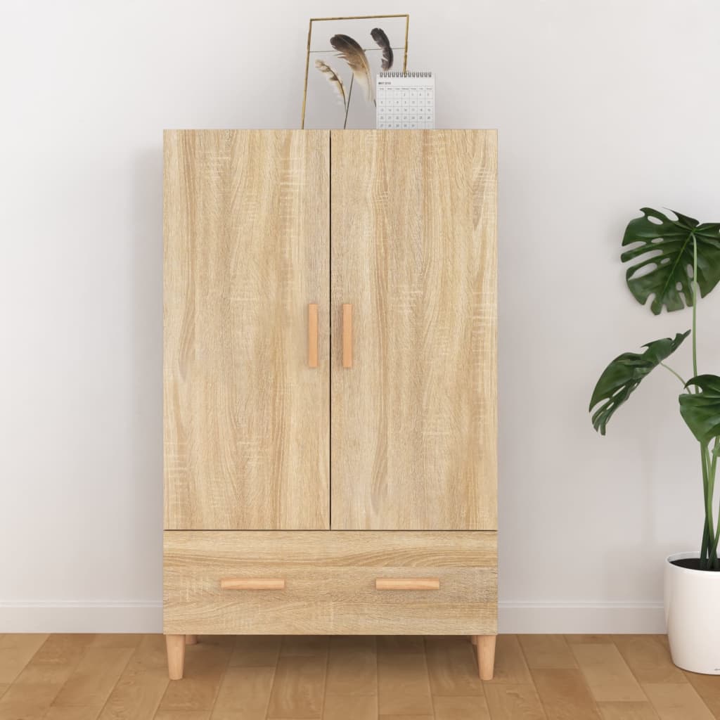 Hoge kast 70x31x115 cm bewerkt hout sonoma eikenkleurig is nu te koop bij PeponiXL, paradijselijk wonen!