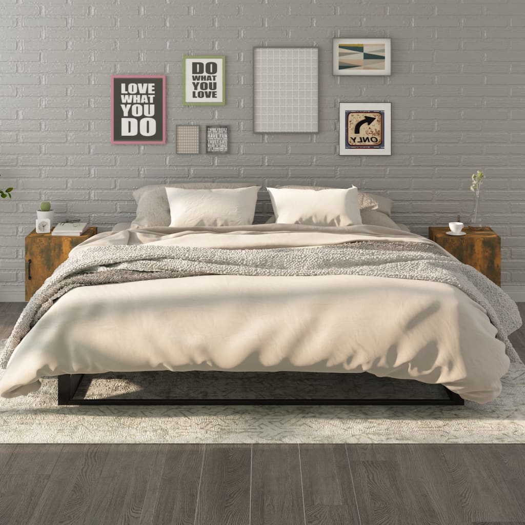 Nachtkastjes 2 st bewerkt hout gerookt eikenkleurig is nu te koop bij PeponiXL, paradijselijk wonen!