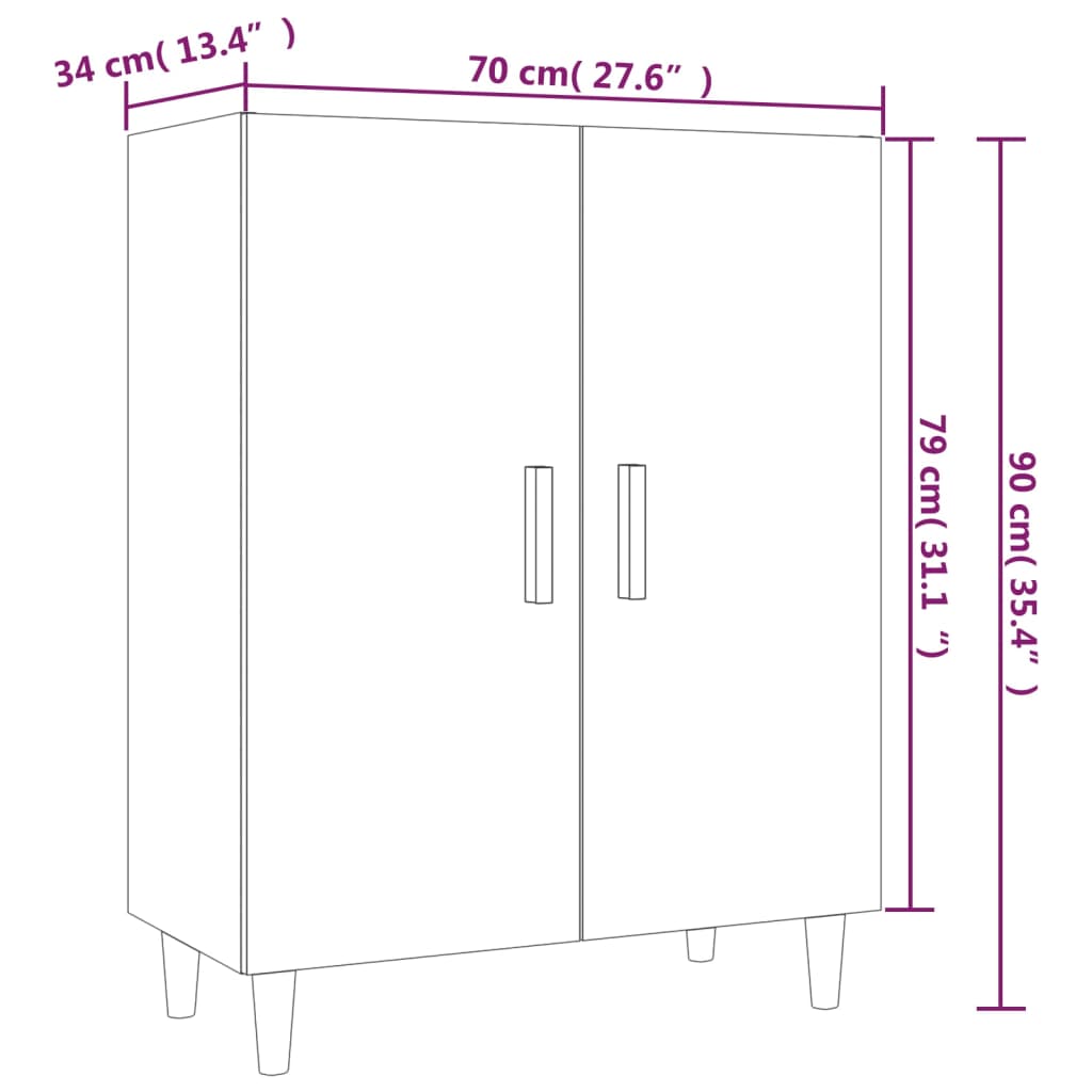 Dressoir 70x34x90 cm bewerkt hout grijs sonoma eikenkleurig is nu te koop bij PeponiXL, paradijselijk wonen!