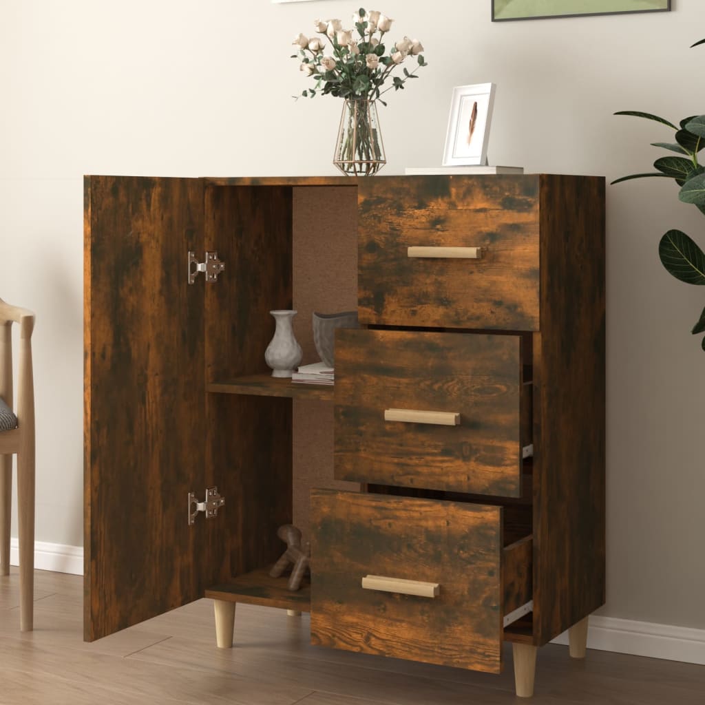 Dressoir 69,5x34x90 cm bewerkt hout gerookt eikenkleurig is nu te koop bij PeponiXL, paradijselijk wonen!