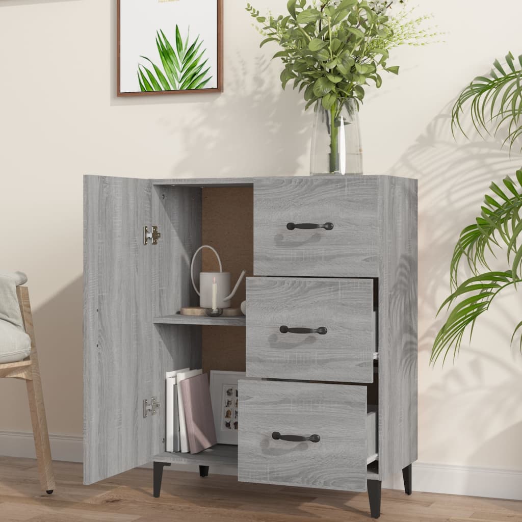 Dressoir 69,5x34x90 cm bewerkt hout grijs sonoma eikenkleurig is nu te koop bij PeponiXL, paradijselijk wonen!