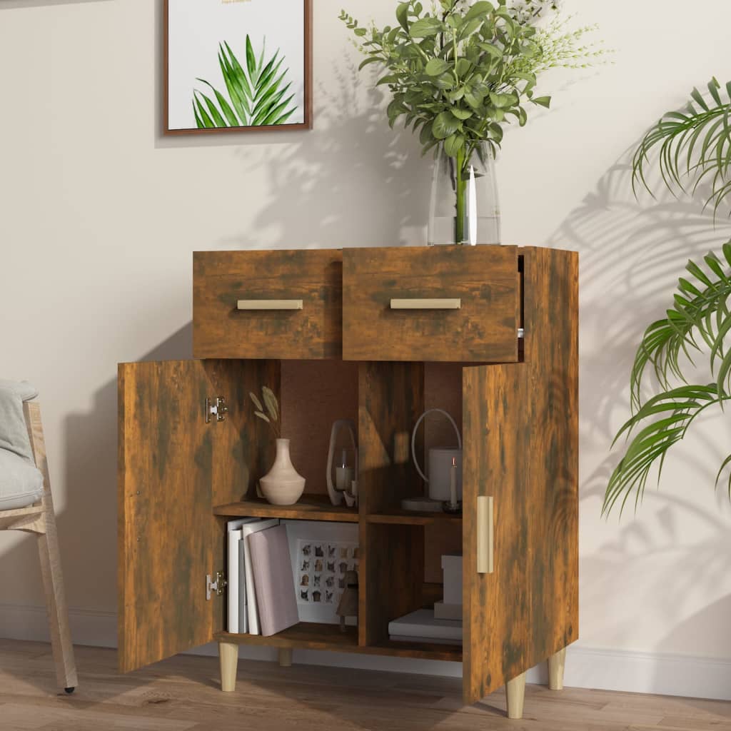 Dressoir 69,5x34x89 cm bewerkt hout gerookt eikenkleurig is nu te koop bij PeponiXL, paradijselijk wonen!