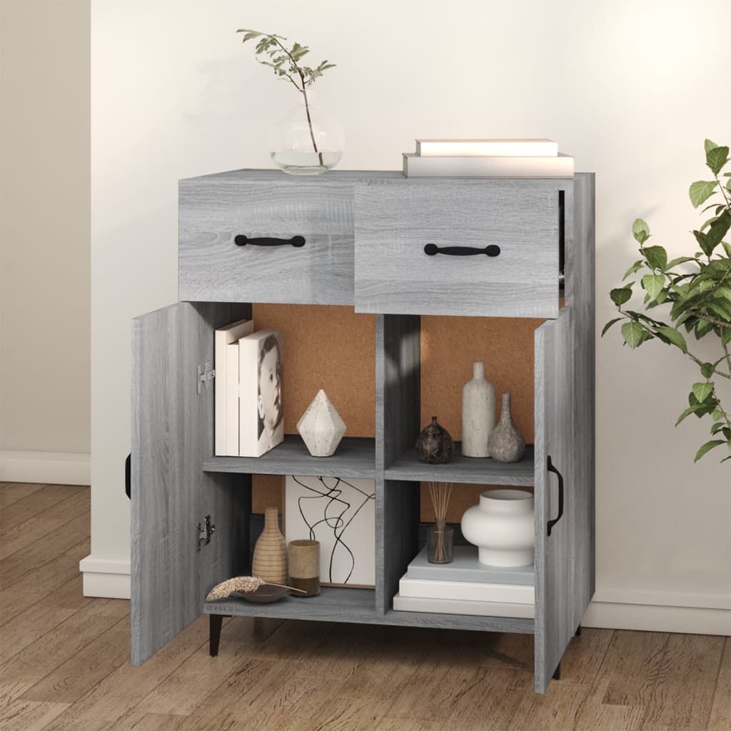 Dressoir 69,5x34x90 cm bewerkt hout grijs sonoma eikenkleurig is nu te koop bij PeponiXL, paradijselijk wonen!