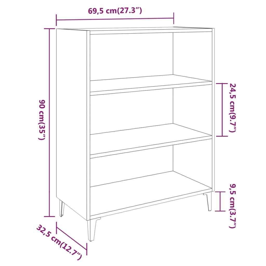Dressoir 69,5x32,5x90 cm bewerkt hout gerookt eikenkleurig is nu te koop bij PeponiXL, paradijselijk wonen!