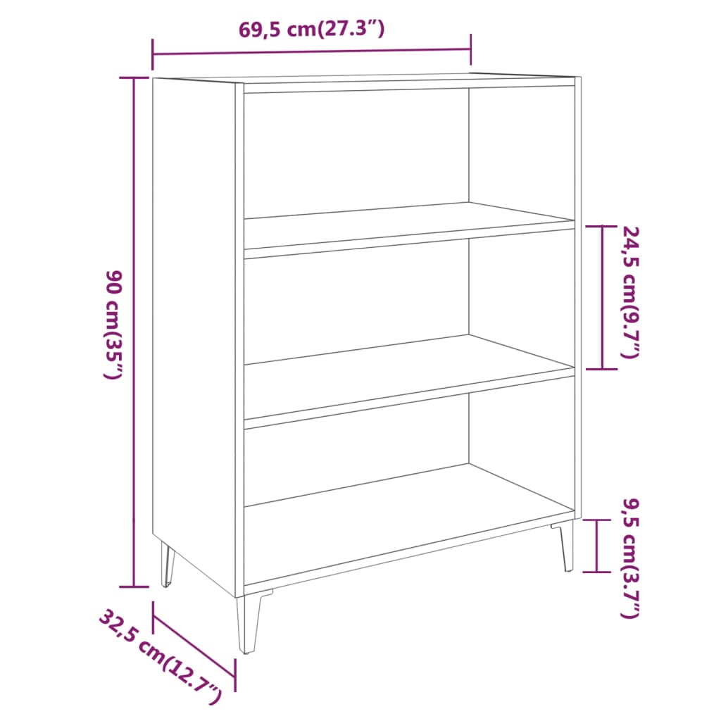 Dressoir 69,5x32,5x90 cm bewerkt hout grijs sonoma eikenkleurig is nu te koop bij PeponiXL, paradijselijk wonen!