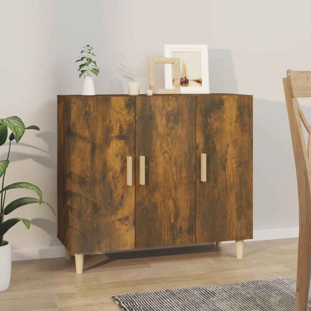 Dressoir 90x34x80 cm bewerkt hout gerookt eikenkleurig is nu te koop bij PeponiXL, paradijselijk wonen!