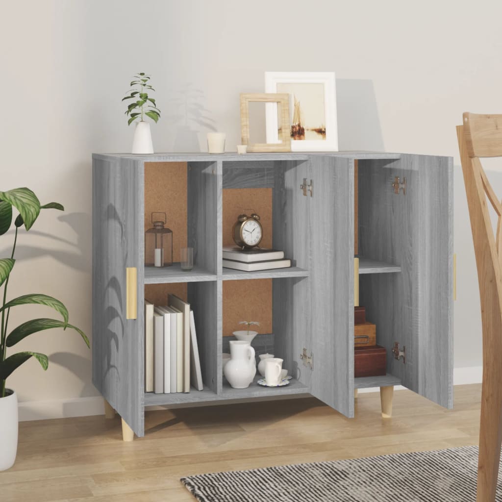Dressoir 90x34x80 cm bewerkt hout grijs sonoma eikenkleurig is nu te koop bij PeponiXL, paradijselijk wonen!