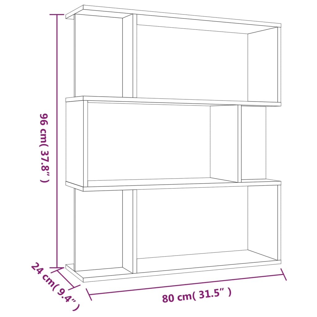Boekenkast / kamerscherm 80x24x96 cm bewerkt hout gerookt eiken is nu te koop bij PeponiXL, paradijselijk wonen!
