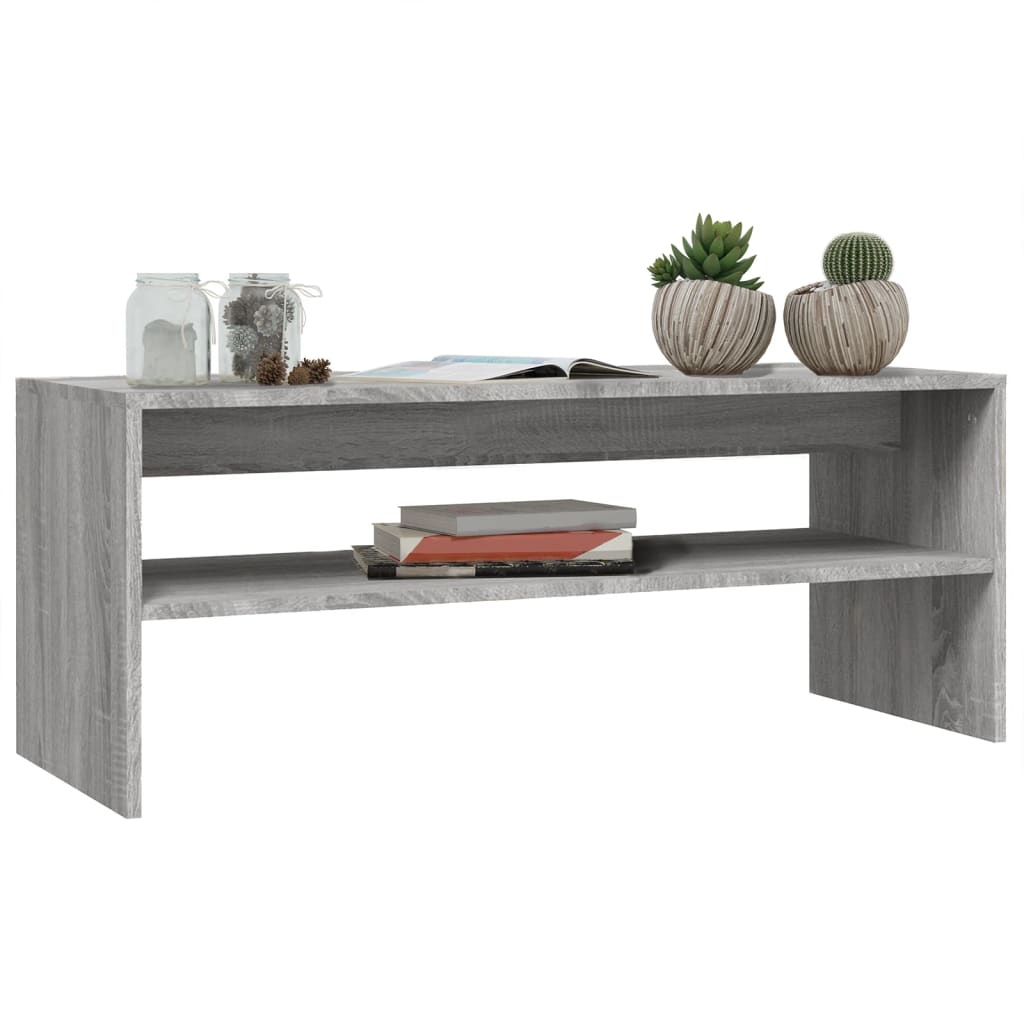 Salontafel 100x40x40 cm bewerkt hout grijs sonoma eikenkleurig is nu te koop bij PeponiXL, paradijselijk wonen!