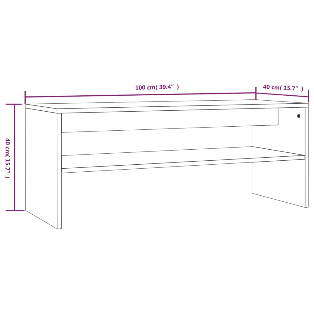 Salontafel 100x40x40 cm bewerkt hout grijs sonoma eikenkleurig is nu te koop bij PeponiXL, paradijselijk wonen!