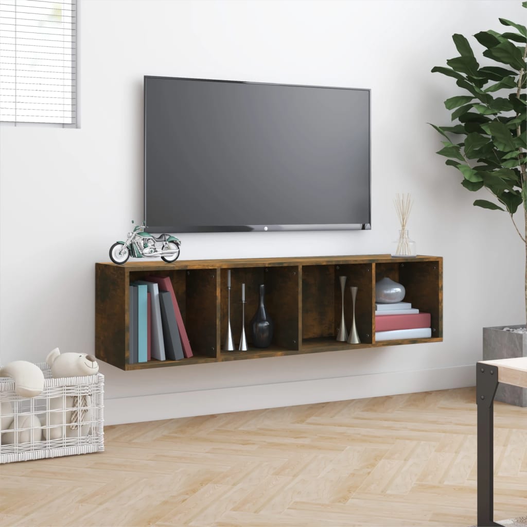 Boekenkast / tv-meubel 143x30x36 cm bewerkt hout gerookt eiken is nu te koop bij PeponiXL, paradijselijk wonen!