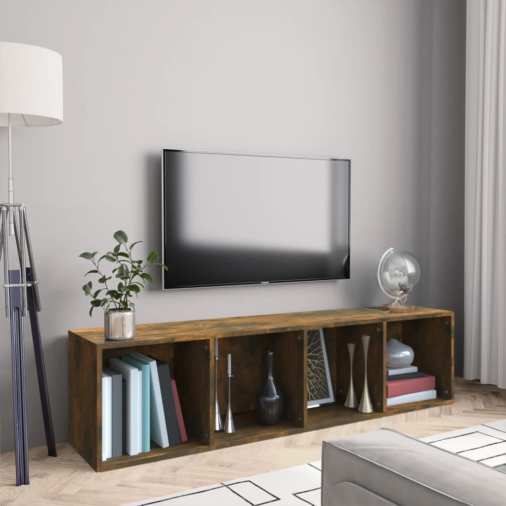 Boekenkast / tv-meubel 143x30x36 cm bewerkt hout gerookt eiken is nu te koop bij PeponiXL, paradijselijk wonen!