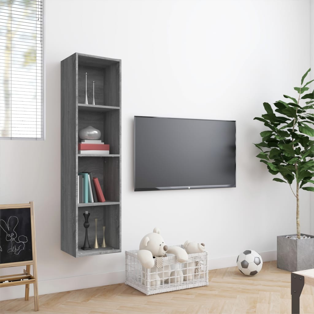 Boekenkast / tv-meubel 143x30x36 cm grijs sonoma eikenkleurig is nu te koop bij PeponiXL, paradijselijk wonen!