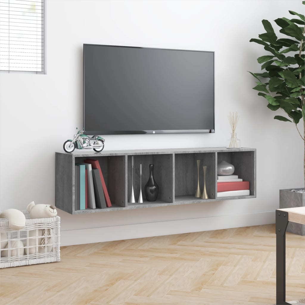 Boekenkast / tv-meubel 143x30x36 cm grijs sonoma eikenkleurig is nu te koop bij PeponiXL, paradijselijk wonen!