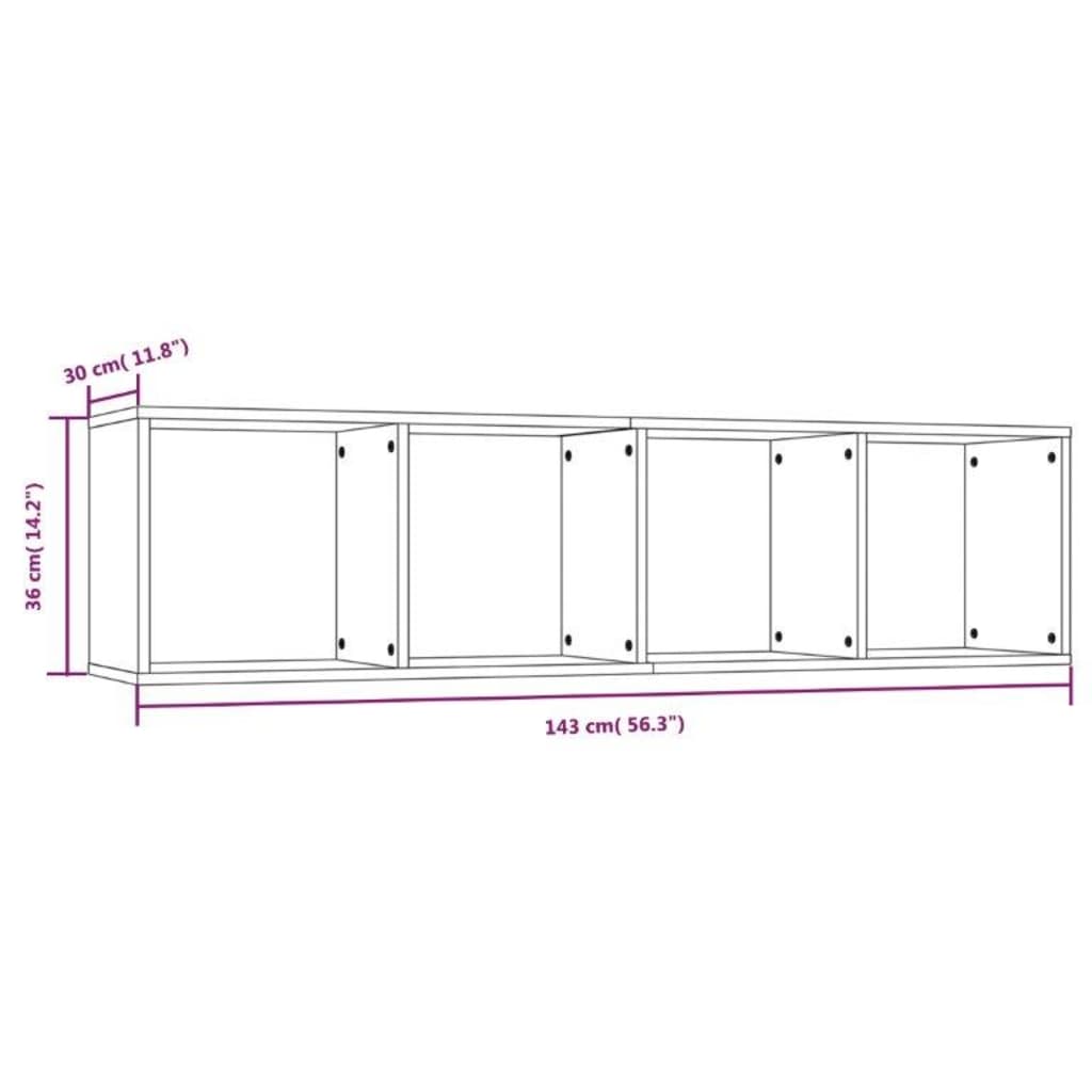 Boekenkast / tv-meubel 143x30x36 cm grijs sonoma eikenkleurig is nu te koop bij PeponiXL, paradijselijk wonen!