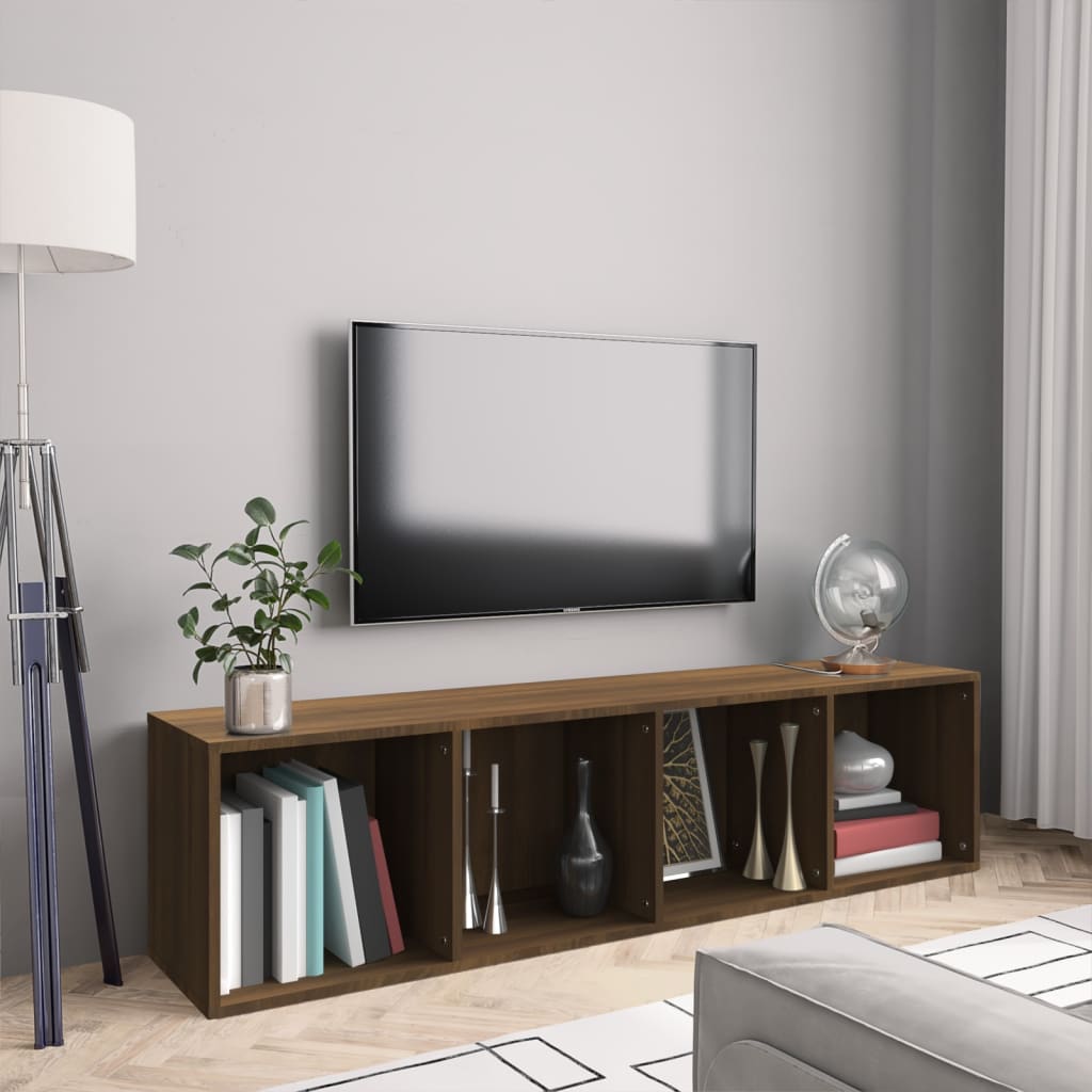 Boekenkast / tv-meubel 143x30x36 cm bruin eikenkleurig is nu te koop bij PeponiXL, paradijselijk wonen!
