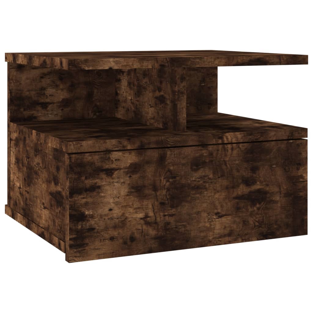Nachtkastje zwevend 40x31x27 cm bewerkt hout gerookt eikenkleur is nu te koop bij PeponiXL, paradijselijk wonen!