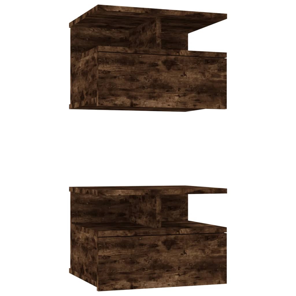 Nachtkastjes 2 st zwevend 40x31x27 cm hout gerookt eikenkleurig is nu te koop bij PeponiXL, paradijselijk wonen!