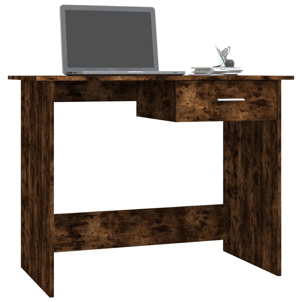 Bureau 100x50x76 cm bewerkt hout gerookt eikenkleurig is nu te koop bij PeponiXL, paradijselijk wonen!
