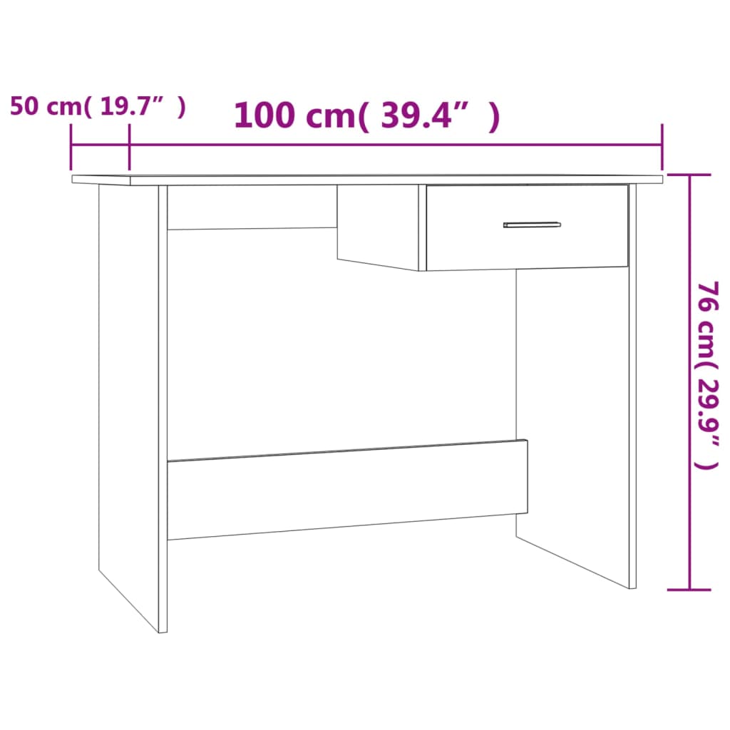 Bureau 100x50x76 cm bewerkt hout gerookt eikenkleurig is nu te koop bij PeponiXL, paradijselijk wonen!