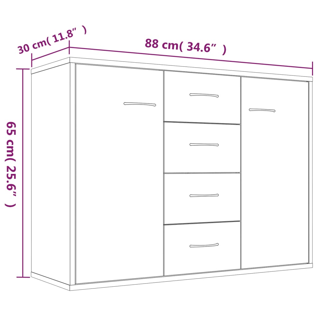 Dressoir 88x30x65 cm bewerkt hout gerookt eikenkleurig is nu te koop bij PeponiXL, paradijselijk wonen!