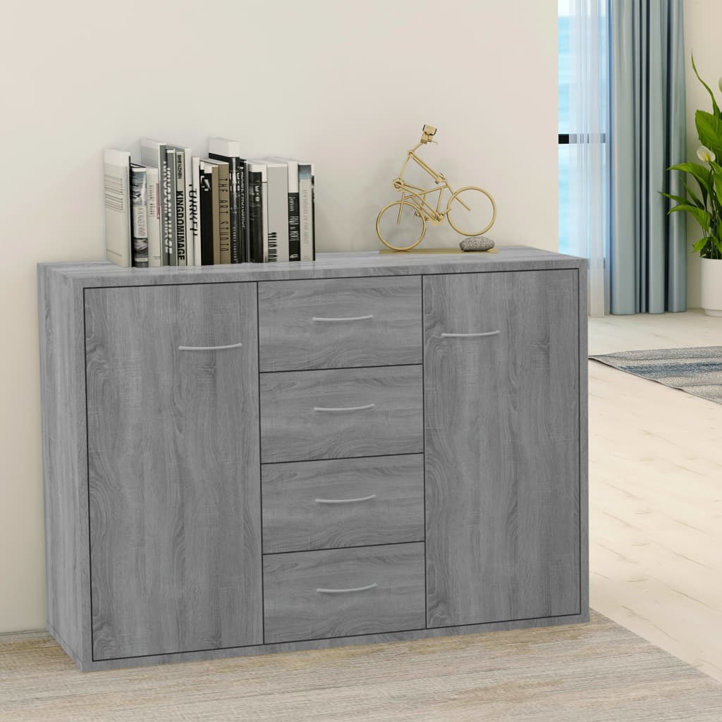 Dressoir 88x30x65 cm bewerkt hout grijs sonoma eikenkleurig is nu te koop bij PeponiXL, paradijselijk wonen!