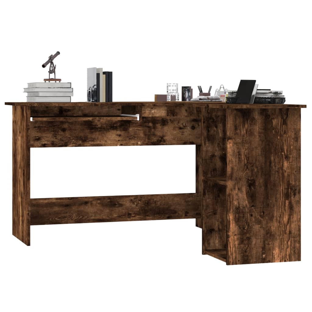 Hoekbureau 120x140x75 cm bewerkt hout gerookt eikenkleurig is nu te koop bij PeponiXL, paradijselijk wonen!