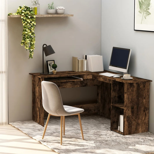 Hoekbureau 120x140x75 cm bewerkt hout gerookt eikenkleurig is nu te koop bij PeponiXL, paradijselijk wonen!