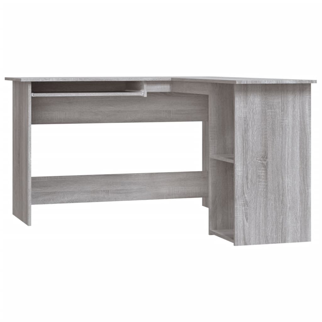 Hoekbureau 120x140x75 cm bewerkt hout grijs sonoma eikenkleurig is nu te koop bij PeponiXL, paradijselijk wonen!